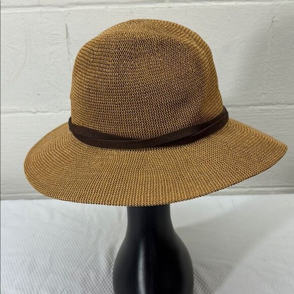 WYETH Brown Part Paper Panama Style Hat One Size - Picture 3 of 9
